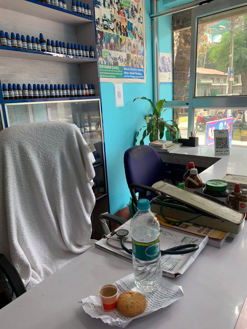 Reception area at Care and Cure Homoeopathic Clinic